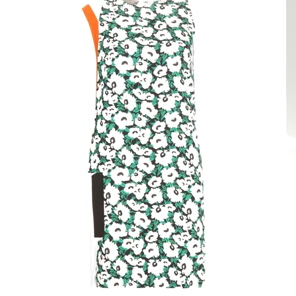 Stella McCartney Odile Floral Colorblock Dress Green white orange sleeveless sm - Picture 4 of 7